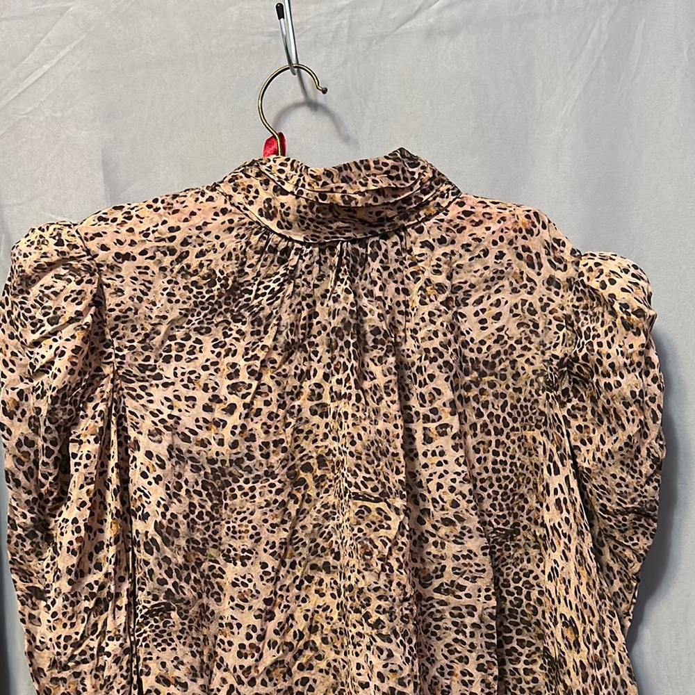 ML Monique Lhuillier Ruched Leopard Blouse - Picture 7 of 9